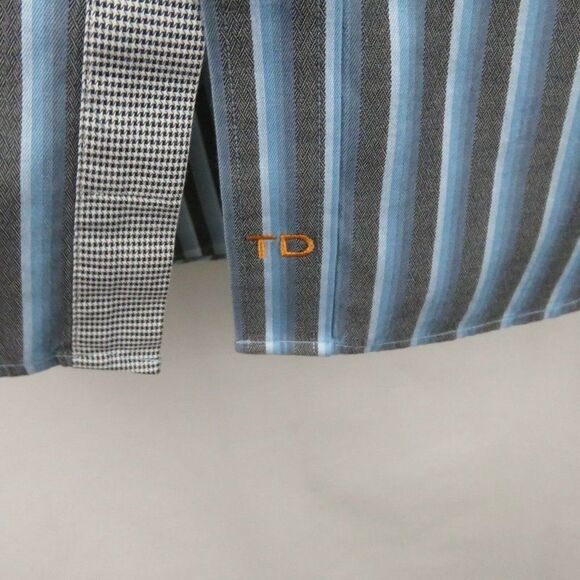 Thomas Dean Stripe Shirt Flip Cuff XL Blue Black - Picture 4 of 7